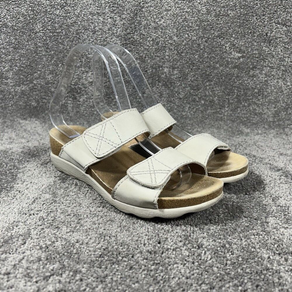 Dansko Maddy Women’s Size 38 US 7.5-8 Ivory White Leather Wedge Slide Sandals